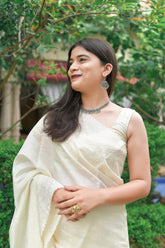 Kavvya Off-White Soft & Lightweight Tussar Silk Saree - KAVVYA